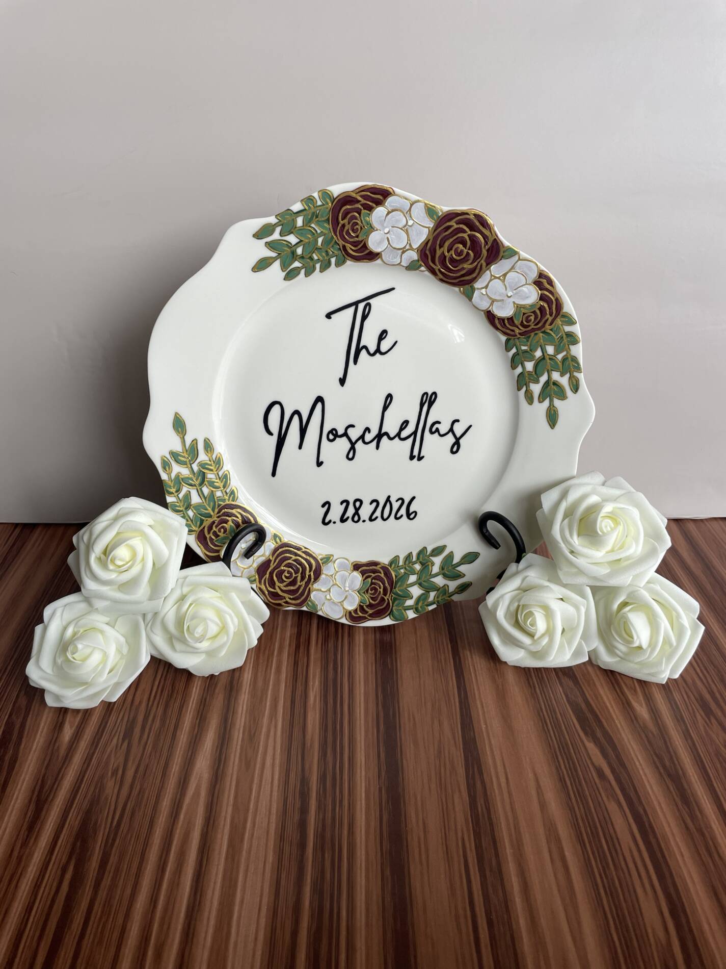 Ceramic Hand-Painted Custom Wedding Plate - Image 2