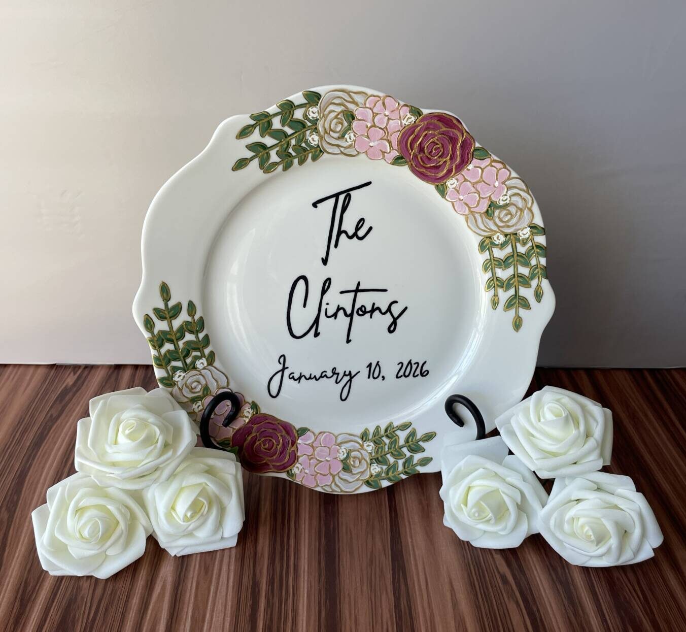 Ceramic Hand-Painted Custom Wedding Plate