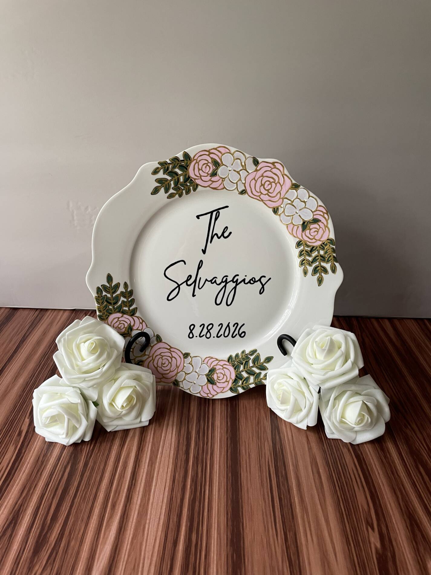 Ceramic Hand-Painted Custom Wedding Plate - Image 4