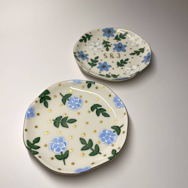 Custom Hand-Painted Floral Jewelry Dishes